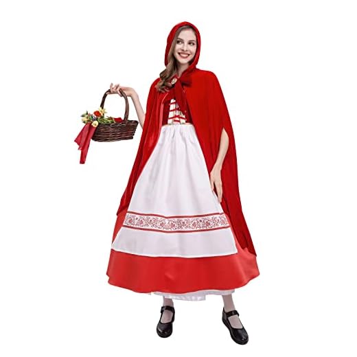 Fantasia feminina de luxo para o Dia das Bruxas, Chapeuzinho Vermelho, Relógio de Veludo, Capa Gótica, Vestido para Meninas Cosplay de Halloween, Vestido Chique, Maquiagem, Festa de Natal, Livro de