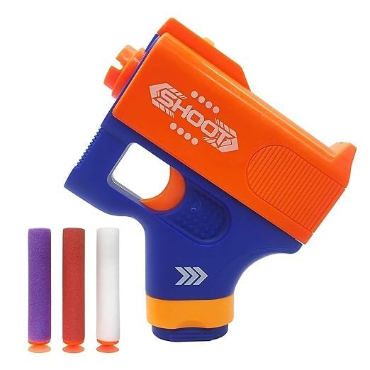 Image of Mini Foam Dart Blaster Gun Toy for Kids, Safe Soft Bullet Shooting Action Toy for Indoor Outdoor Play, Birthday Return Gift for Boys & Girls Age 3-10 Years