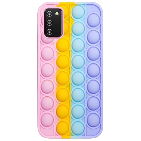 Dfjhure Oppo A16 / A16S / A54S Case,Push Bubble Stress Cover,Rainbow Pop Case Fidget Multicolour Soft Silicone Cover,Gel Silicone Skin Bumper Shockproof Cover for Oppo A16 / A16S / A54S Cover