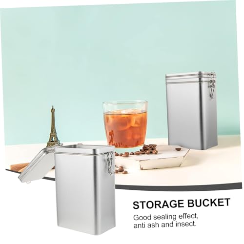 Recipiente hermético café especias caja metálica rectangular con tapa 7