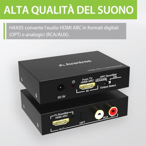 Avantree HAX05 - HDMI ARC Convertitore per audio