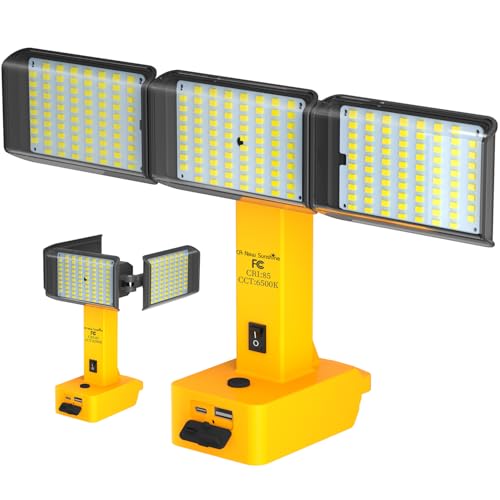 Cordless LED Work Light for Dewalt 20V/18V &Milwaukee m18 Battery,78W 7800LM for Dewalt&Milwaukee Tools,Low Voltage Protection Portable Outdoors Flood Lighting with USB & Type-C Charging Port