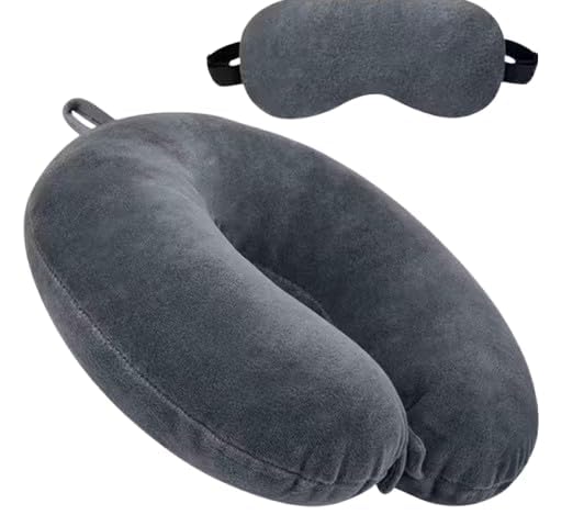 Image of Click2Store Gray Color Neck Pillow and with Eye mask
