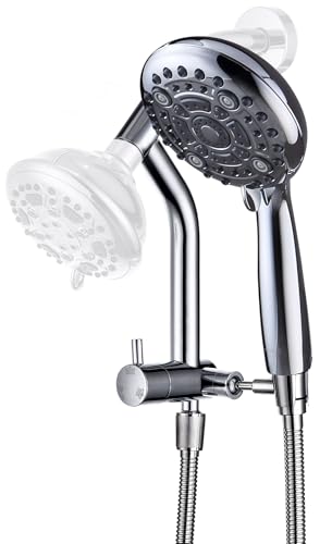Regadera de mano G-Promise de alta presión con 6 modos de rociado, soporte ajustable metálico y manguera flexible extra larga de 70 pulgadas