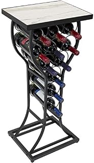 Sorbus Stand Console Table-Freestanding Storage Organizer Display Small Spaces, Holds 11 Bottles, Metal with Faux Finish (Marble Wine Rack-White)