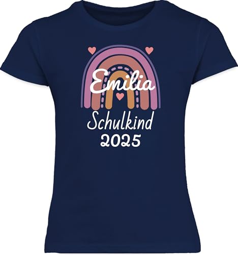T-Shirt Mädchen - Einschulung - Schulkind 2025 Boho Regenbogen - 128 (7/8...