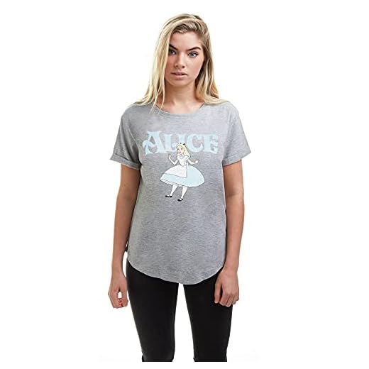 Disney Alice Camiseta, Gris, L para Mujer