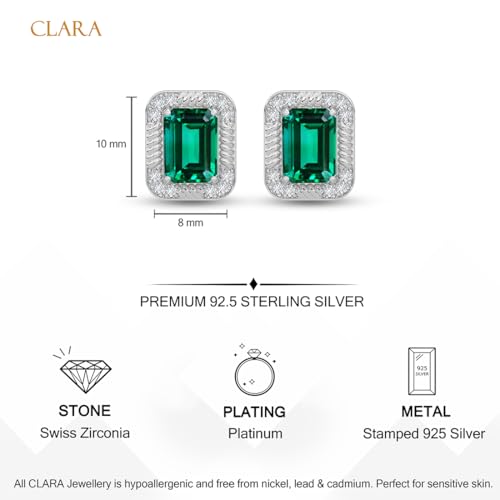 Image of CLARA 925 Sterling Silver Stud Earrings | Platinum Plated | Daily Wear |Gift for Women and Girls