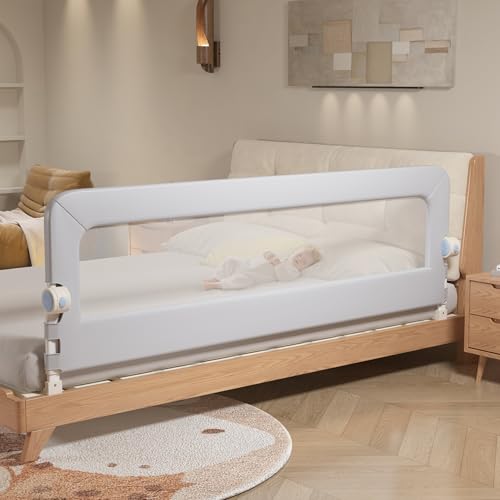 EAQ Sponde per letto per più piccoli, regolabile in altezza, senza cuciture, per materassi queen e king size (grigio, 200 cm)