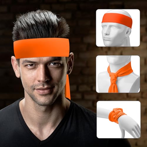 Image of ONUPGO 18Pcs Head Ties for Men Women, Adjustable Headbands Sports Sweatband Ninja Ties Head Band, Sweat Wicking Workout Headband for Sports, Running, Tennis, Yoga, Soccer, Karate