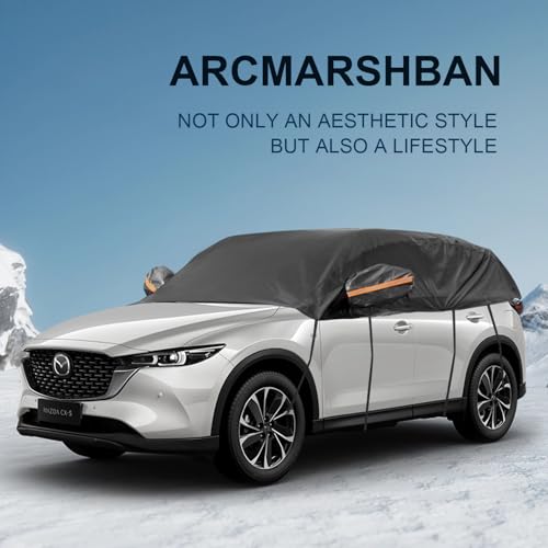 Image of Half Car Cover, Windshield Cover for Ice and Snow, Car Snow Cover, Heavy Duty, UV Protection & Waterproof, Universal Fit to SUV (169 inch-184 inch) Black