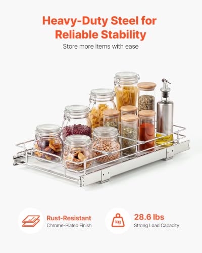 Image of VEVOR Pull Out Cabinet Organizer 12.2 inch W x 20.98 inch D Steel Slide Out Drawers