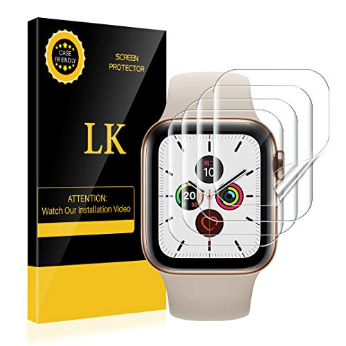 4 Pack LK Compatible for Apple Watch Screen Protector 40mm 38mm Series 6 5 4 3 2 1, Bubble-Free Max Coverage HD Clear Film - Model Number: UF-0620