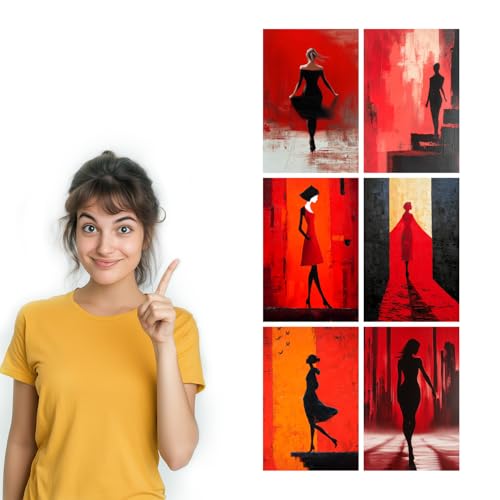 Image of SiddArtify Abstract Woman Wall Art Prints Set - Modern Silhouette Poster Decor for Living Room Bedroom Office - 12x18 inch Board Pack of 6