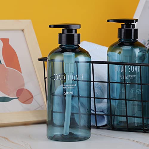 Image of Segbeauty 2-Pack 16.9oz Shower Dispensers, Blue Refillable PET Plastic Bottles for Shampoo, Conditioner, Body Wash, Lotion