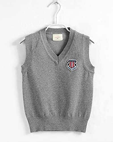Happy Cherry Kids' Ribbed Knited Pullover Vest V Neck School Uniform Sweater Vest3