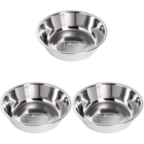 HUNTER Edelstahlersatznapf für Melamin-Napf, Trinknapf, Futternapf für Hunde und Katzen, 700 ml, Silber (Packung mit 3)