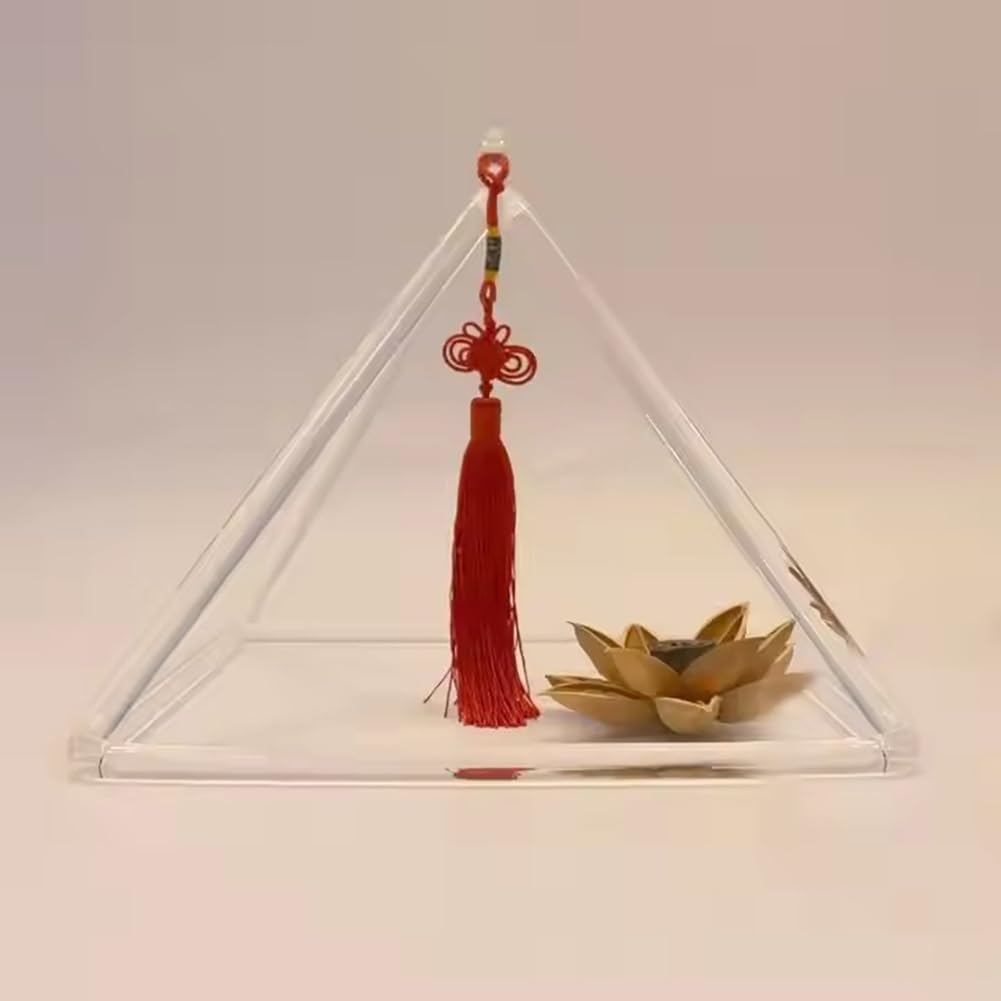 Piramide Sonora di Cristallo con Custodia, Battente in Cristallo e Tracolla, per Meditazione e Bagno sonoro.,6inch