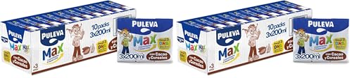 Leche de crecimiento Puleva Max Cacao y Cereales a partir de 3 años - 10 Packs de 3x200ml (Paquete de 2)