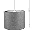 KUAUGST Plug in Pendant Light, 15 FT Hanging Lamp with Plug in Cord, On/Off Switch, Pendant Lighting with Fabric Shade, Hanging Light Fixture for Living Room, Bedroom, Dining Room, Kitchen (Gray)