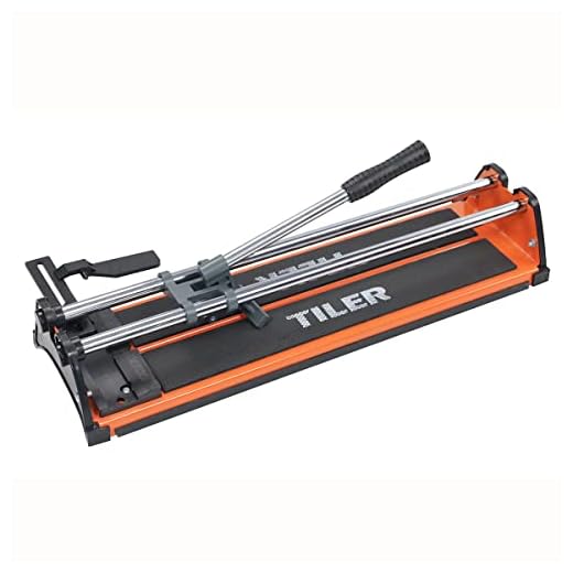 TILER 17 Inch Manual Tile Cutter, Professional Porcelain Ceramic Tile Cutter with Chrome Plated Solid Rails, Tungsten Carbide Cutting Wheel, Adjustable Fence Gauge, Anti-Skid Feet 8103E-2