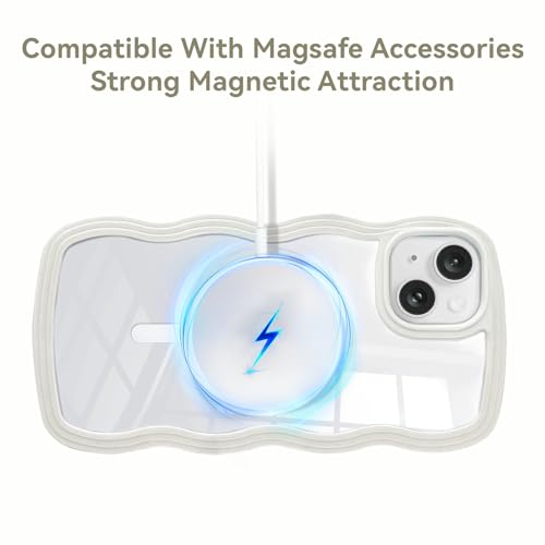 Protection iPhone 15 transparente esthétique cadre vague blanc - 2