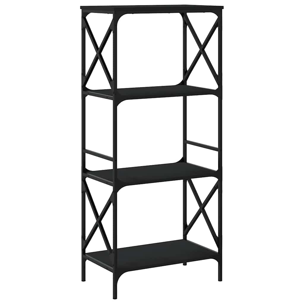 Libreria a 4 Ripiani Nera 59x35x132 cm Scaffale Industriale | Scaffale salvaspazio con struttura in metallo per soggiorno e studio. Design stabile e facile da pulire.