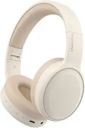 Fone de ouvido sem fio LEN0V0 TH30 com microfone para chamadas - Headphone - Bluetooth 5.3 - Esportivo - Dobrável (Bege)