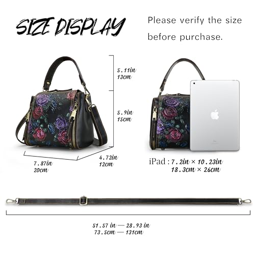 Image of Women Satchel Handbags Crossbody Bag Top Handle Purse Vintage Embossing Shoulder Bag Small Purse