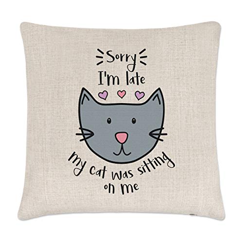 Gift Base Sorry i ' M Finales mi Gato Was Sentados en Me Lino Funda de Cojín