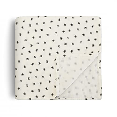 mushie Muslin Baby Swaddle Blanket | 100% Organic Cotton (Black ...