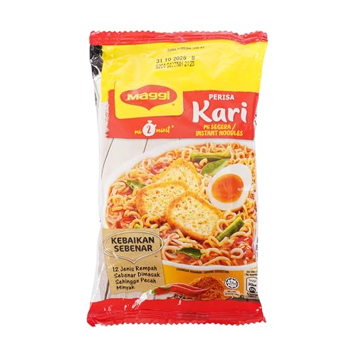 Image of Maggi 2-Minute Kari Instant Noodles, Spicy Curry Flavor, Ready in 2 Minutes, Malaysian Style, 395g Pack