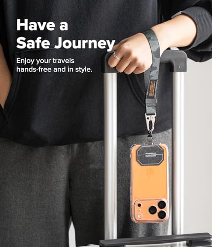 Image of Ringke Tactical Webbing Hand Strap with Patch [Heavy Duty Tactical Carabiner] Durable Anti-Tear Multi-Purpose Phone Wrist Strap for Travel, Hiking, etc