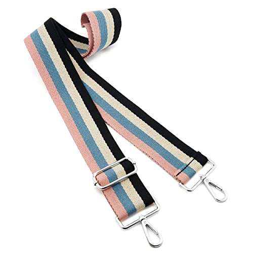 Image of Silvery Buckles Wide Shoulder Strap Adjustable Replacement Belt Crossbody Canvas Bag Handbag
