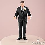 Contemporary Vintage Groom Wedding Cake Topper - Black Suit