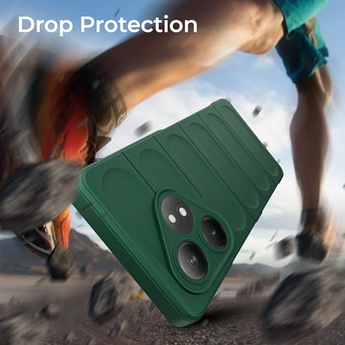 Image of A rtistque Back Cover Case for Realme GT 6T 5G / GT 6 | with Inner Fabric | Stylish AirBag Case | Liquid Stripe Silicone | Camera Protection | Anti Slip Grip | Back Cover - Green