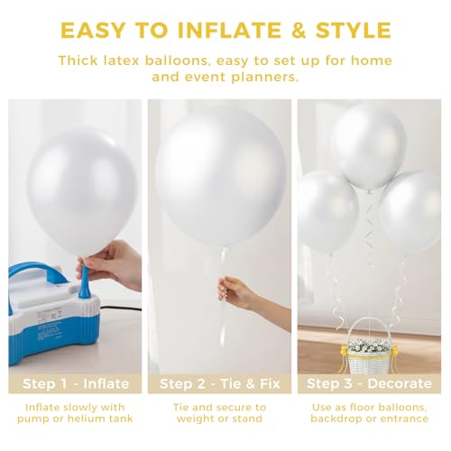 LovesTown 18 Inch Pearl White Large Balloons, 15 PCS Pearl White Big Latex Balloon Giant Heavy Duty Balloons for Birthday Wedding Baby Shower Anniversary Festival Party Decorations by LovesTown - Image 6
