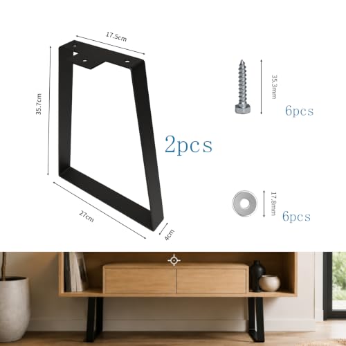 BJBJJIU 2 Pcs Pied de Meuble, 357mm Pied de Tables, Noirs – vue 2