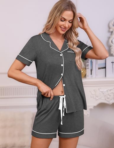 Image of HNG Women'S Pajama Set 2 Piece Sets For Women Womens Cotton Pj Maternity Sleepwear Dark Heather Grey,3XL