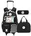 ZBAOGTW Rolling Backpack for Girls Kids Backpack with Wheels Backpacks for Elementary with Lunch Box Pencil Case Trolley (Black1)