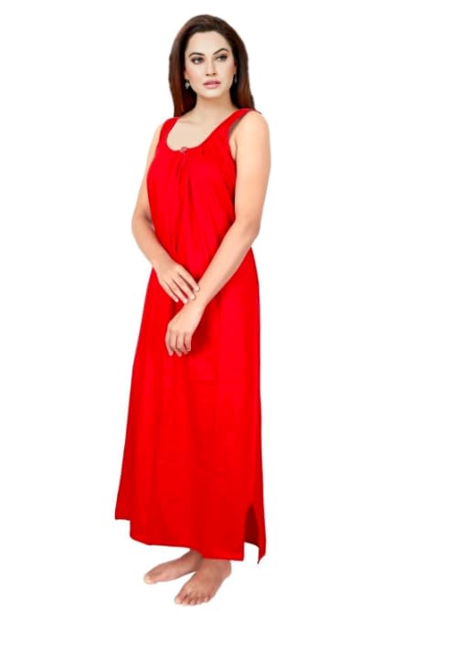 Image of Women's Sleeveless Maxi Night Dress, Spaghetti Strap Nighty, Comfortable Sleepwear Pack of 2