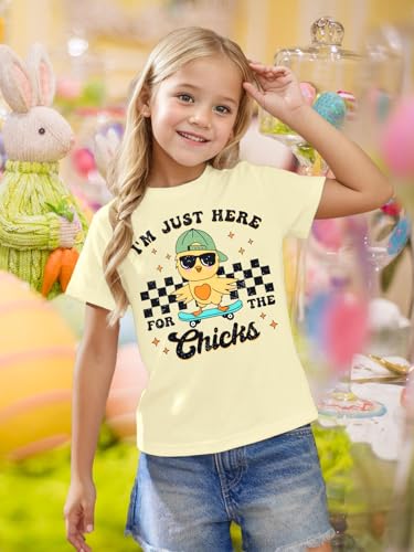 Happy Easter Shirt Boy Girls T-Shirt Funny I'm Just Here for The Chicks Easter Graphic Tee Kids Toddler Short Sleeve Tee Top4