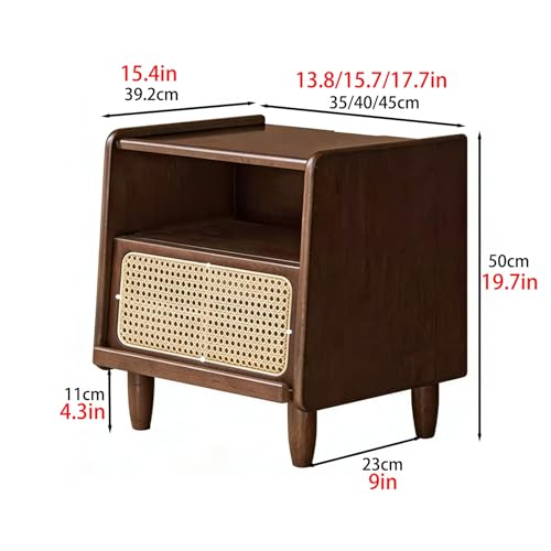 Table de nuit en rotin et bois massif de 45cm avec tiroirs - 3