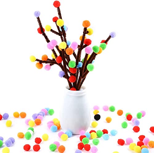 Mini Pompons zum Basteln, 2000 Stück 1cm Mini Pompons, Mini Pompoms für Handwerk Herstellung, Pom Pom Bälle für Ostern, Weihnachten, Kinder, Bunte Pompons für Lustige DIY Kreative Handwerk