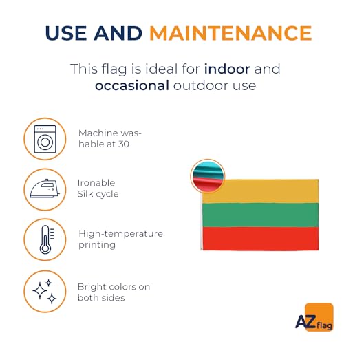 Image of AZ FLAG - Lithuania Flag - 3x5 Ft - 100D Polyester Lithuanian Banner with Two Metal Grommets - Fade Resistant - Vivid Colors - 3' x 5' Feet - 150x90 Cm
