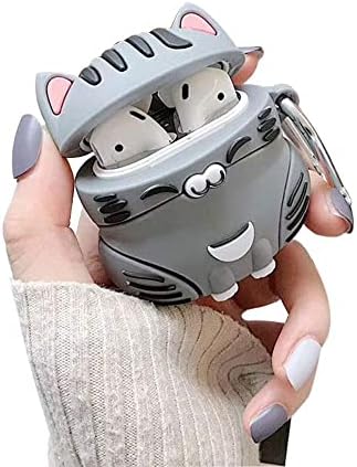 UR Sunshine Case for AirPods Pro, Super Cute Sitting Lucky Cat Kitty Cover Case, Soft TPU Silicone Gel Earphone Case Compatible with AirPods Pro -Grey
