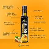 Kräuterland Bio Kürbiskernöl 2X250ml (500ml), Original steirisches Kürbisöl aus gerösteten Kürbiskernen, naturrein ohne Zusatzstoffe, Vegan & GVO-frei
