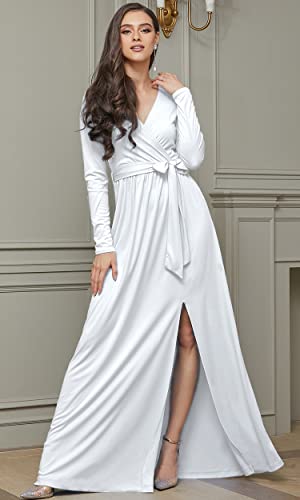 Image of KOH KOH Womens Long Sleeve V-Neck High Slit Cocktail Evening Gown Maxi Dress