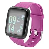 Asixxsix Reloj Rastreador de Ejercicios, Monitor de Sueño, Ritmo Cardíaco, Contador de Pasos, Rastreador de Calorías, Reloj Inteligente a Prueba de Agua con Notificaciones de Texto de (Purple)