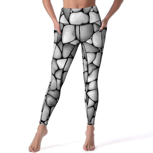 Legging femmes pantalon de sport yoga taille haute en marbre de pierre taille S pour fitness